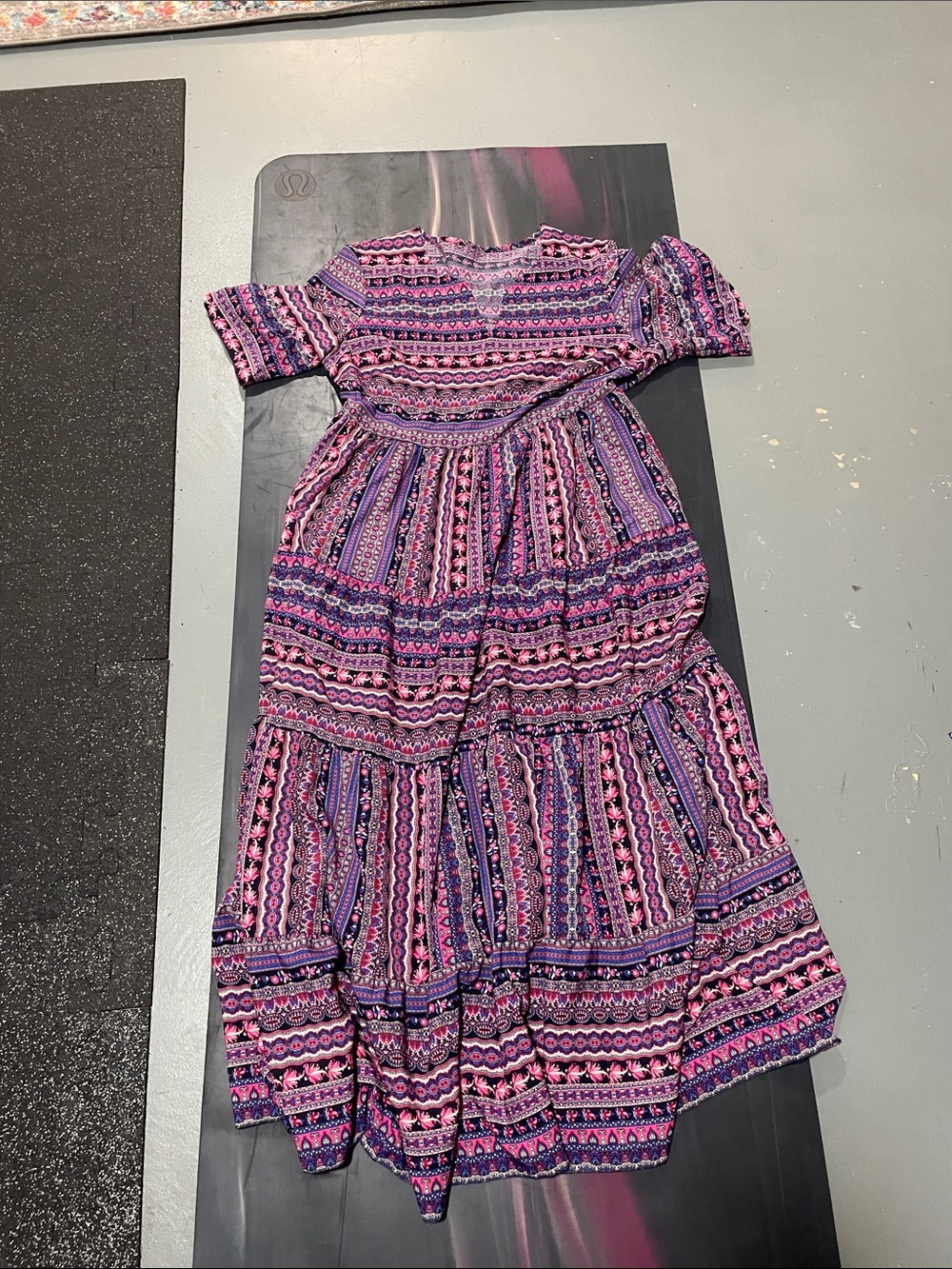 Women's Pink & Purple Printed Tiered Casual Dress